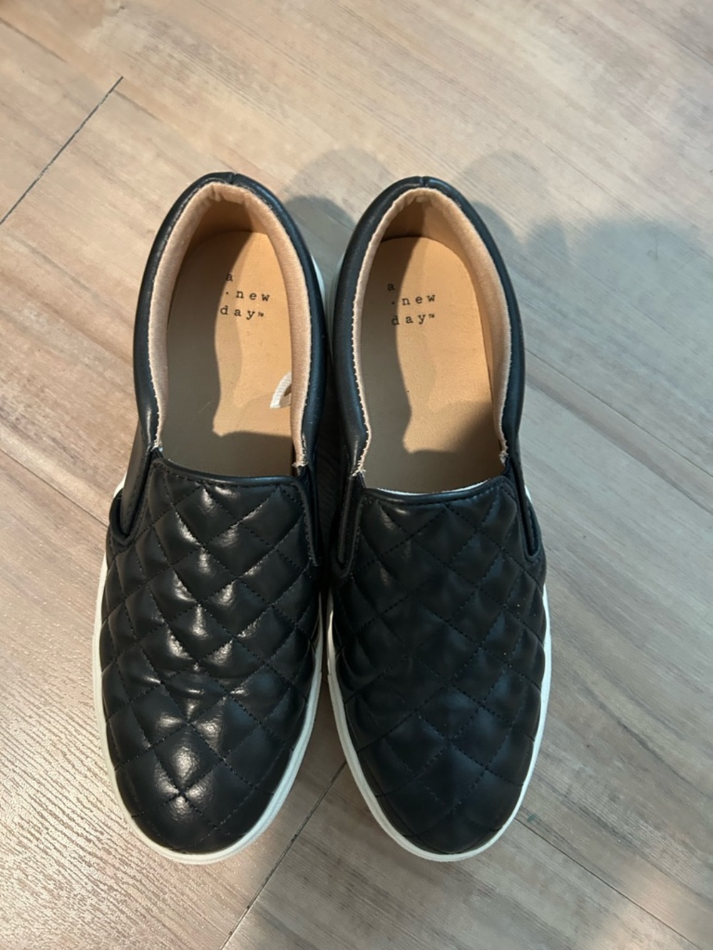 a new day Black Quilted Slip-On Sneakers with White Sole